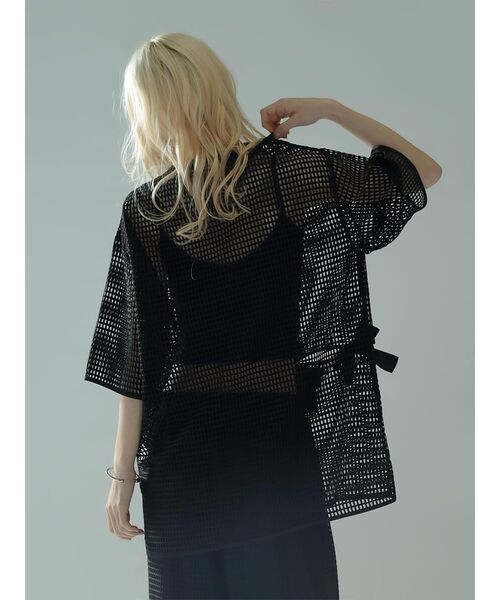 :ETHROF(イーサオブ)の「MESH RIBBON BLOUSE(シャツ/ブラウス・レディース・ブラック/ホワイト・MEDIUM)」の10枚目の写真