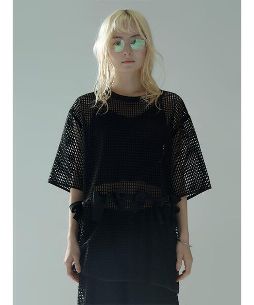 :ETHROF(イーサオブ)の「MESH RIBBON BLOUSE(シャツ/ブラウス・レディース・ブラック/ホワイト・MEDIUM)」の12枚目の写真