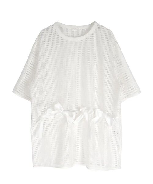 :ETHROF(イーサオブ)の「MESH RIBBON BLOUSE(シャツ/ブラウス・レディース・ブラック/ホワイト・MEDIUM)」の15枚目の写真