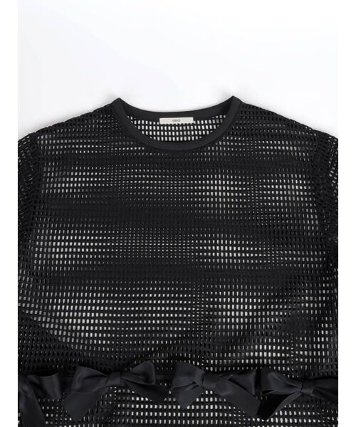 :ETHROF(イーサオブ)の「MESH RIBBON BLOUSE(シャツ/ブラウス・レディース・ブラック/ホワイト・MEDIUM)」の17枚目の写真