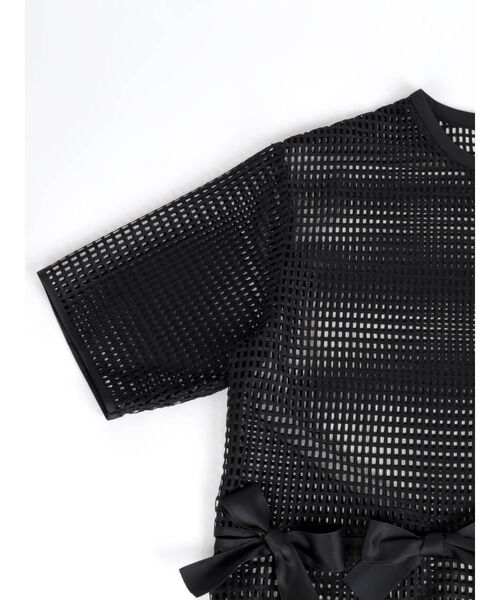 :ETHROF(イーサオブ)の「MESH RIBBON BLOUSE(シャツ/ブラウス・レディース・ブラック/ホワイト・MEDIUM)」の19枚目の写真