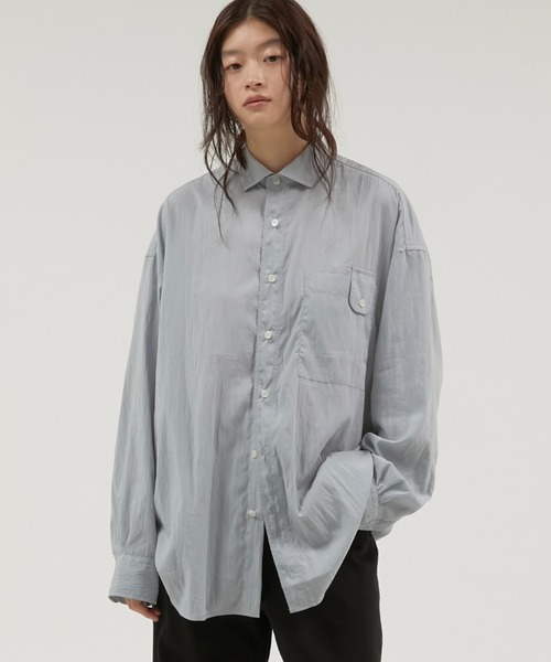 LA PEAU DE GEM(ラポドゥジェム)の「【LA PEAU DE GEM】 micro collar shirt / マイクロカラーシャツ(シャツ/ブラウス・レディース・ブラック/アイボリー/ブルー・FREE)」の3枚目の写真