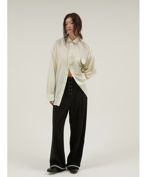 LA PEAU DE GEM(ラポドゥジェム)の「【LA PEAU DE GEM】micro collar shirt/マイクロカラーシャツ(シャツ/ブラウス・レディース・ブラック/アイボリー・FREE)」の7枚目の写真