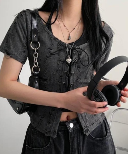 semplice（センプリチェ）の「ブラウス【韓国ファッション】（シャツ/ブラウス・レディース・ベージュ/グレー・F）」の9枚目の写真