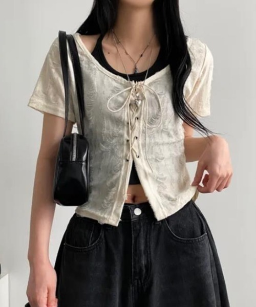 semplice（センプリチェ）の「ブラウス【韓国ファッション】（シャツ/ブラウス・レディース・ベージュ/グレー・F）」の7枚目の写真