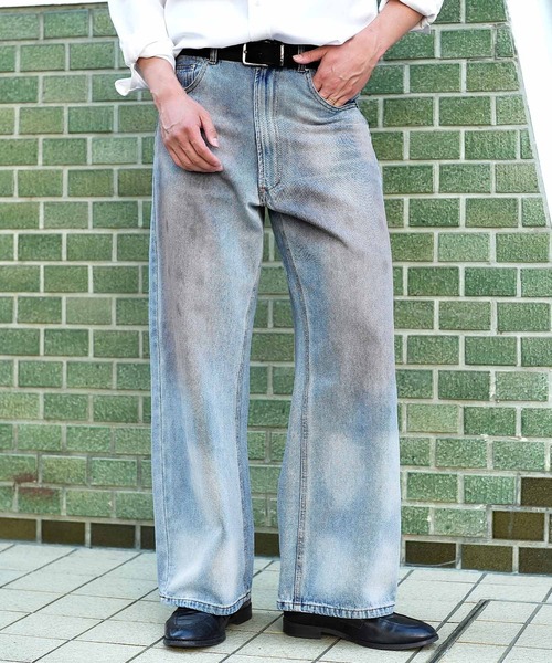 jiggys shop（ジギーズショップ）の「12.5oz オーバーダイ オイルド バギー ワイド デニムパンツ（デニムパンツ・メンズ・ブラック/チャコール/ブルー/ネイビー・LARGE/X-LARGE/MEDIUM）」の4枚目の写真