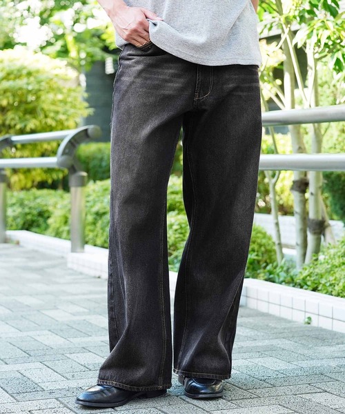 jiggys shop（ジギーズショップ）の「12.5oz オーバーダイ オイルド バギー ワイド デニムパンツ（デニムパンツ・メンズ・ブラック/チャコール/ブルー/ネイビー・LARGE/X-LARGE/MEDIUM）」の2枚目の写真