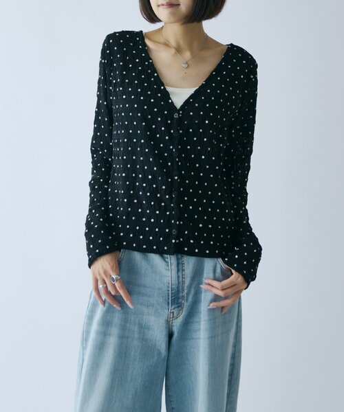 goocy(グーシー)の「ドットカーディガン(Tシャツ/カットソー・レディース・アイボリー/ブラック・FREE)」の2枚目の写真