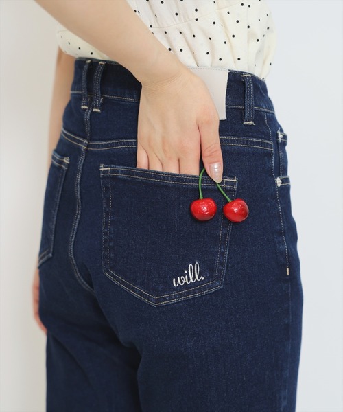 WILLSELECTION(ウィルセレクション)の「美脚ロゴ刺繍セミフレアデニムパンツ(デニムパンツ・レディース・ダークブルー/ネイビー・S/M)」の8枚目の写真