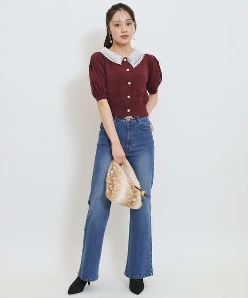 WILLSELECTION(ウィルセレクション)の「美脚ロゴ刺繍セミフレアデニムパンツ(デニムパンツ・レディース・ダークブルー/ネイビー・S/M)」の12枚目の写真