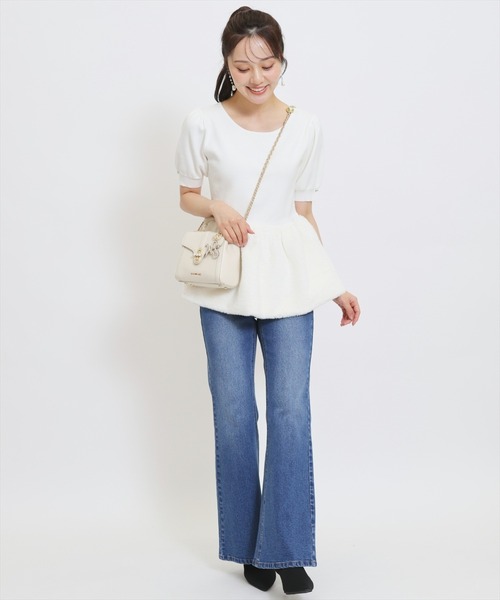 WILLSELECTION(ウィルセレクション)の「美脚ロゴ刺繍セミフレアデニムパンツ(デニムパンツ・レディース・ダークブルー/ネイビー・S/M)」の19枚目の写真