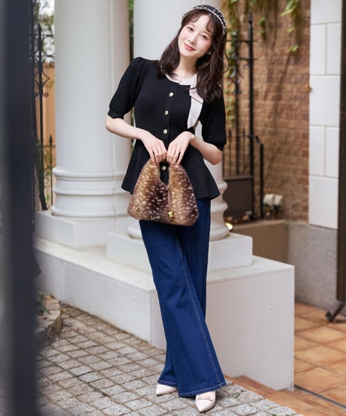 WILLSELECTION(ウィルセレクション)の「美脚ロゴ刺繍セミフレアデニムパンツ(デニムパンツ・レディース・ダークブルー/ネイビー・S/M)」の20枚目の写真