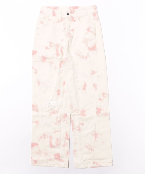 CANVAS+（キャンバスプラス）の「【CANVAS＋】ピンクタイダイクラッシュワイドデニムパンツ（デニムパンツ・レディース・ホワイト系・L/S/M）」の12枚目の写真