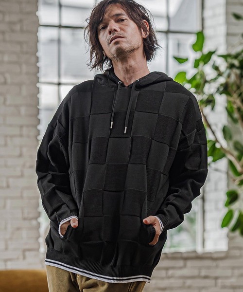 CAMBIO(カンビオ)の「mpa4213- Block Knit Hoodie ブロックニットパーカー(CMP-262-002)(パーカー・メンズ・ブラック/ブルー/グレイッシュベージュ・S/M/L)」の4枚目の写真