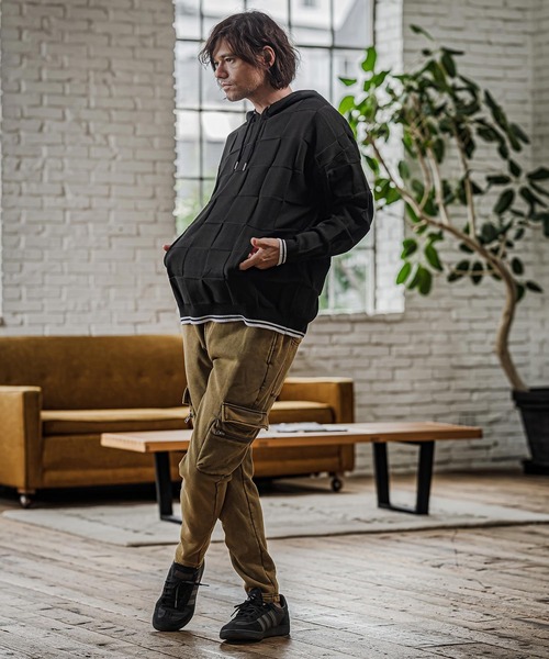 CAMBIO(カンビオ)の「mpa4213- Block Knit Hoodie ブロックニットパーカー(CMP-262-002)(パーカー・メンズ・ブラック/ブルー/グレイッシュベージュ・S/M/L)」の8枚目の写真