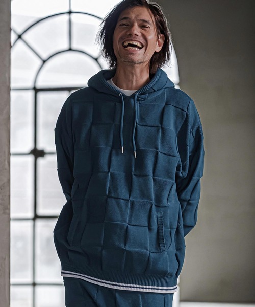 CAMBIO(カンビオ)の「mpa4213- Block Knit Hoodie ブロックニットパーカー(CMP-262-002)(パーカー・メンズ・ブラック/ブルー/グレイッシュベージュ・S/M/L)」の10枚目の写真