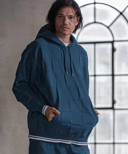 CAMBIO(カンビオ)の「mpa4213- Block Knit Hoodie ブロックニットパーカー(CMP-262-002)(パーカー・メンズ・ブラック/ブルー/グレイッシュベージュ・S/M/L)」の11枚目の写真