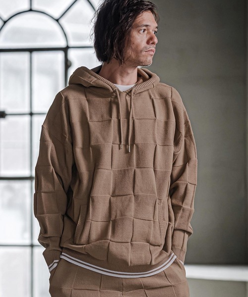 CAMBIO(カンビオ)の「mpa4213- Block Knit Hoodie ブロックニットパーカー(CMP-262-002)(パーカー・メンズ・ブラック/ブルー/グレイッシュベージュ・S/M/L)」の16枚目の写真