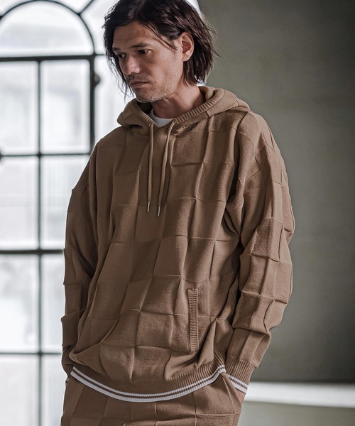 CAMBIO(カンビオ)の「mpa4213- Block Knit Hoodie ブロックニットパーカー(CMP-262-002)(パーカー・メンズ・ブラック/ブルー/グレイッシュベージュ・S/M/L)」の17枚目の写真