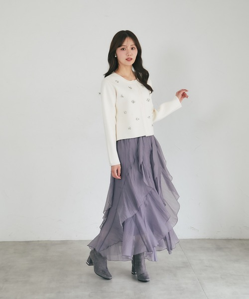 tocco closet(トッコ クローゼット)の「フロントビジュー装飾ニットジャケット(ニット/セーター・レディース・ブラック/グレー/アイボリー/モカ・M)」の6枚目の写真