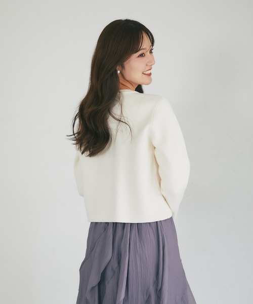 tocco closet(トッコ クローゼット)の「フロントビジュー装飾ニットジャケット(ニット/セーター・レディース・ブラック/グレー/アイボリー/モカ・M)」の12枚目の写真