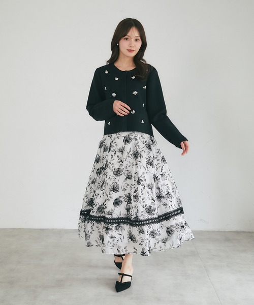 tocco closet(トッコ クローゼット)の「フロントビジュー装飾ニットジャケット(ニット/セーター・レディース・ブラック/グレー/アイボリー/モカ・M)」の13枚目の写真