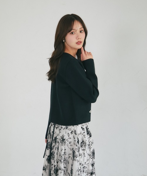 tocco closet(トッコ クローゼット)の「フロントビジュー装飾ニットジャケット(ニット/セーター・レディース・ブラック/グレー/アイボリー/モカ・M)」の20枚目の写真