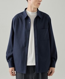 【EASENCE】ウーリーツイル リラックスフィット レギュラーカラー 長袖シャツ / マシンウォッシュ・イージケア・防シワ