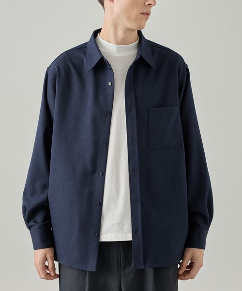 EASENCE(イーズエンス)の「【EASENCE】ウーリーツイル リラックスフィット レギュラーカラー 長袖シャツ / マシンウォッシュ・イージケア・防シワ(シャツ/ブラウス・メンズ・杢グレー/グレイッシュベージュ/ダークネイビー/チャコールグレー/ダークブラウン・L/S/M/XL)」の1枚目の写真