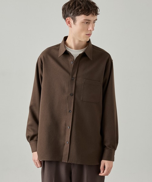 EASENCE(イーズエンス)の「【EASENCE】ウーリーツイル リラックスフィット レギュラーカラー 長袖シャツ / マシンウォッシュ・イージケア・防シワ(シャツ/ブラウス・メンズ・杢グレー/グレイッシュベージュ/ダークネイビー/チャコールグレー/ダークブラウン・L/S/M/XL)」の19枚目の写真