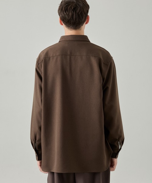 EASENCE(イーズエンス)の「【EASENCE】ウーリーツイル リラックスフィット レギュラーカラー 長袖シャツ / マシンウォッシュ・イージケア・防シワ(シャツ/ブラウス・メンズ・杢グレー/グレイッシュベージュ/ダークネイビー/チャコールグレー/ダークブラウン・L/S/M/XL)」の20枚目の写真