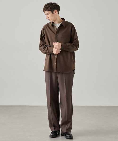 EASENCE(イーズエンス)の「【EASENCE】ウーリーツイル リラックスフィット レギュラーカラー 長袖シャツ / マシンウォッシュ・イージケア・防シワ(シャツ/ブラウス・メンズ・杢グレー/グレイッシュベージュ/ダークネイビー/チャコールグレー/ダークブラウン・L/S/M/XL)」の22枚目の写真