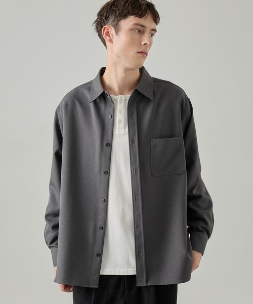 EASENCE(イーズエンス)の「【EASENCE】ウーリーツイル リラックスフィット レギュラーカラー 長袖シャツ / マシンウォッシュ・イージケア・防シワ(シャツ/ブラウス・メンズ・杢グレー/グレイッシュベージュ/ダークネイビー/チャコールグレー/ダークブラウン・L/S/M/XL)」の11枚目の写真