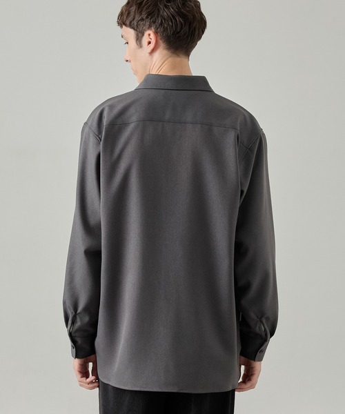 EASENCE(イーズエンス)の「【EASENCE】ウーリーツイル リラックスフィット レギュラーカラー 長袖シャツ / マシンウォッシュ・イージケア・防シワ(シャツ/ブラウス・メンズ・杢グレー/グレイッシュベージュ/ダークネイビー/チャコールグレー/ダークブラウン・L/S/M/XL)」の14枚目の写真