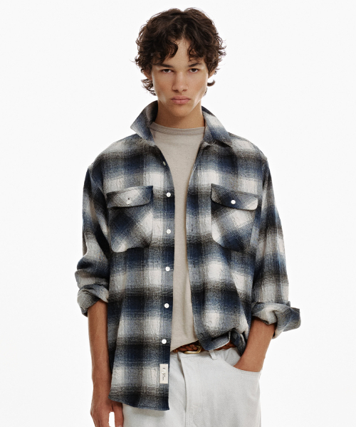 GARDEN EXPRESS(ガーデンエクスプレス)の「リンクルチェックシャツ(ネイビー)(シャツ/ブラウス・メンズ・その他・LARGE/X-LARGE)」の2枚目の写真