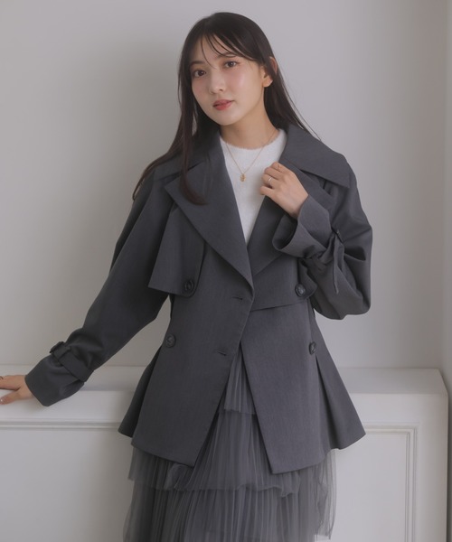 NOELA(ノエラ)の「ショートトレンチコート(トレンチコート・レディース・グレー/ベージュ・FREE)」の5枚目の写真