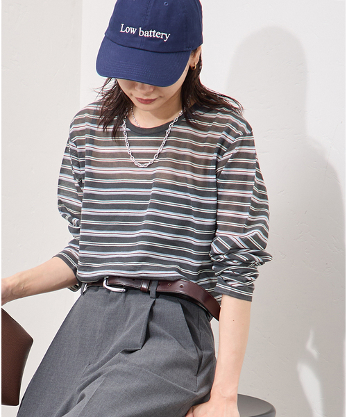 JOURNAL STANDARD(ジャーナルスタンダード)の「《追加2》CPシアースキンロング Tシャツ(Tシャツ/カットソー・レディース・ダークブルー/ホワイト/ブラック系その他/レッド・FREE)」の15枚目の写真