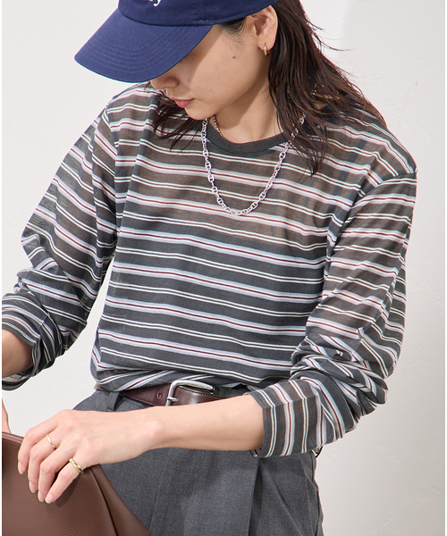 JOURNAL STANDARD(ジャーナルスタンダード)の「《追加2》CPシアースキンロング Tシャツ(Tシャツ/カットソー・レディース・ダークブルー/ホワイト/ブラック系その他/レッド・FREE)」の18枚目の写真