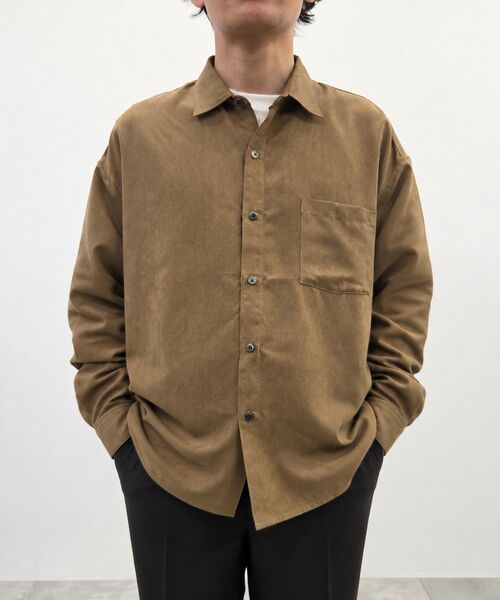CRAFT STANDARD BOUTIQUE(クラフトスタンダードブティック)の「スウェードライクシャツ(シャツ/ブラウス・メンズ・グレイッシュベージュ/モカ・L/M)」の4枚目の写真