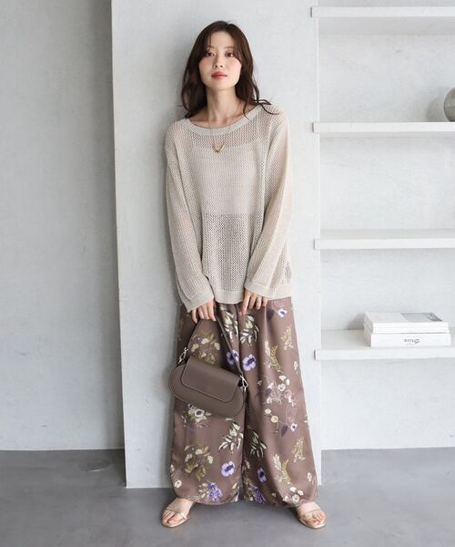 le.coeur blanc(ルクールブラン)の「《WEB限定》フラワープリントツイルパンツ(その他パンツ・レディース・ブラウン・38)」の13枚目の写真