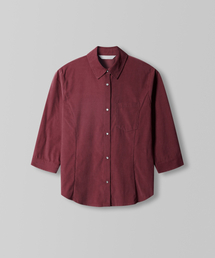 Corduroy Mid Sleeve Shirt_Wine
