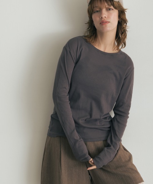 OMNES（オムネス）の「シアーコットンプルオーバー（Tシャツ/カットソー・レディース・ライトグレー/ブラック/チャコールグレー/ホワイト/イエロー・FREE）」の4枚目の写真