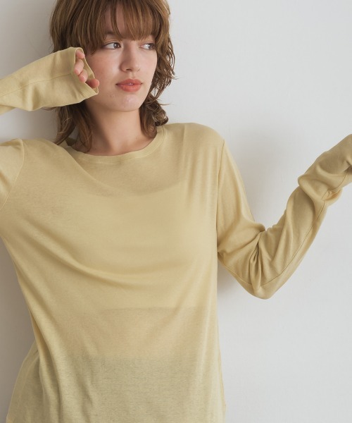 OMNES（オムネス）の「シアーコットンプルオーバー（Tシャツ/カットソー・レディース・ライトグレー/ブラック/チャコールグレー/ホワイト/イエロー・FREE）」の5枚目の写真