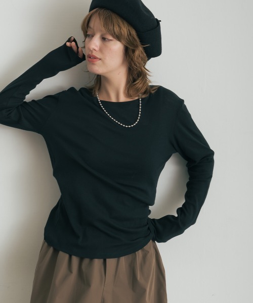 OMNES（オムネス）の「シアーコットンプルオーバー（Tシャツ/カットソー・レディース・ライトグレー/ブラック/チャコールグレー/ホワイト/イエロー・FREE）」の10枚目の写真