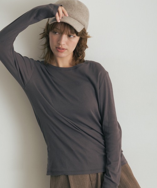 OMNES（オムネス）の「シアーコットンプルオーバー（Tシャツ/カットソー・レディース・ライトグレー/ブラック/チャコールグレー/ホワイト/イエロー・FREE）」の14枚目の写真