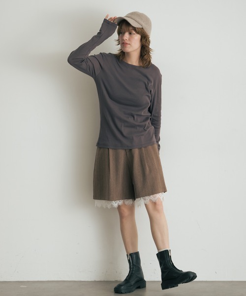 OMNES（オムネス）の「シアーコットンプルオーバー（Tシャツ/カットソー・レディース・ライトグレー/ブラック/チャコールグレー/ホワイト/イエロー・FREE）」の15枚目の写真