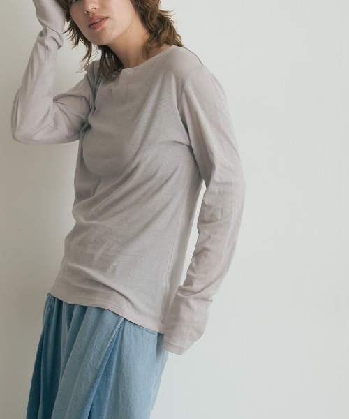OMNES（オムネス）の「シアーコットンプルオーバー（Tシャツ/カットソー・レディース・ライトグレー/ブラック/チャコールグレー/ホワイト/イエロー・FREE）」の19枚目の写真