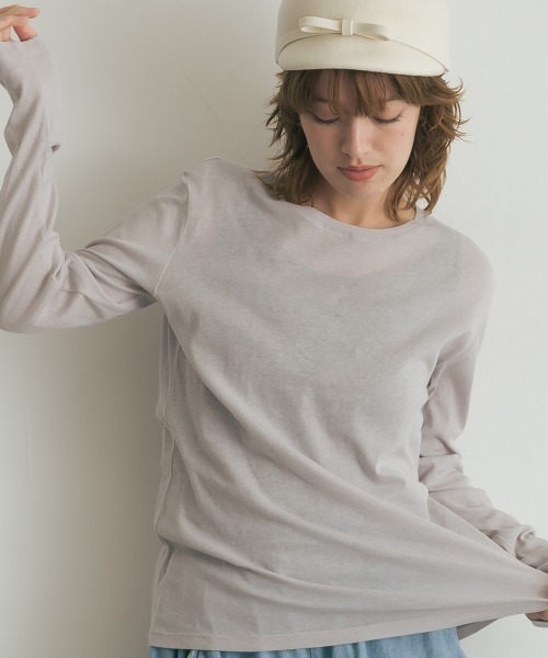 OMNES（オムネス）の「シアーコットンプルオーバー（Tシャツ/カットソー・レディース・ライトグレー/ブラック/チャコールグレー/ホワイト/イエロー・FREE）」の21枚目の写真