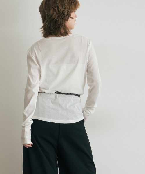 OMNES（オムネス）の「シアーコットンプルオーバー（Tシャツ/カットソー・レディース・ライトグレー/ブラック/チャコールグレー/ホワイト/イエロー・FREE）」の7枚目の写真