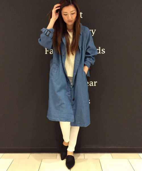 LBC（エルビーシー）の「デニムショップコート          （デニムジャケット・レディース・ブルー/ネイビー・LARGE/MEDIUM）」の2枚目の写真